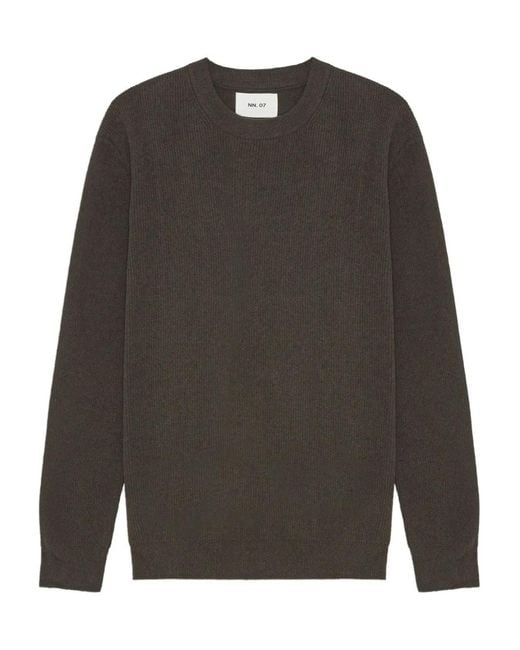 NN07 Gray Ribbed Crew-Neck Sweater for men