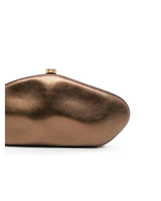 Cult Gaia Brown The Caldera Metallic-Finish Sculptural Clutch Bag