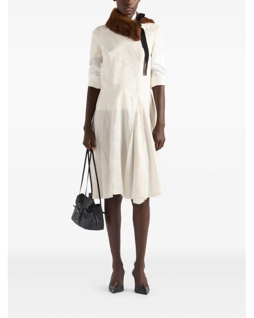 Prada White Jacquard Floral Midi Dress