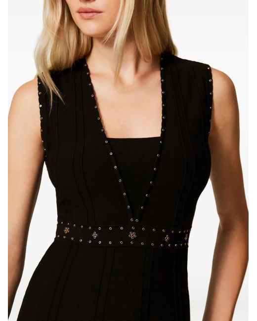 Twinset Black Rhinestone-Embellished Mini Dress