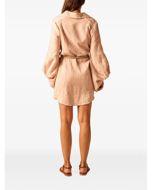 JBQ White Long-Sleeve Belt Mini Dress