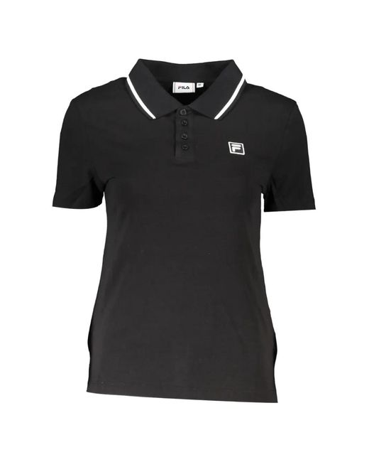 Fila Black Logo-Patch Polo Shirt