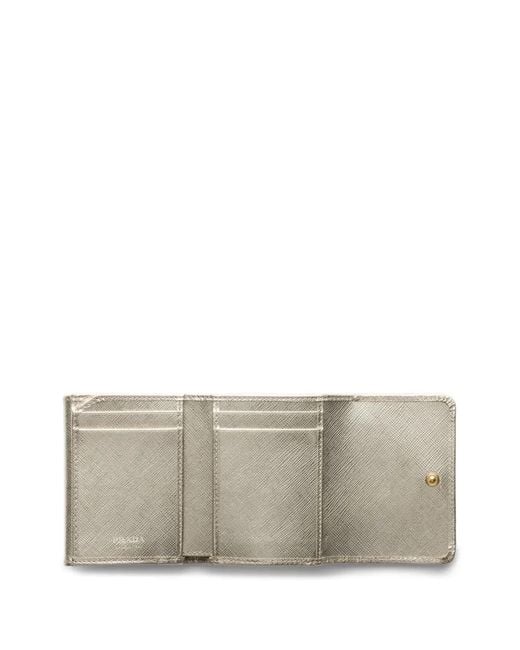 Prada Gray Logo Leather Wallet