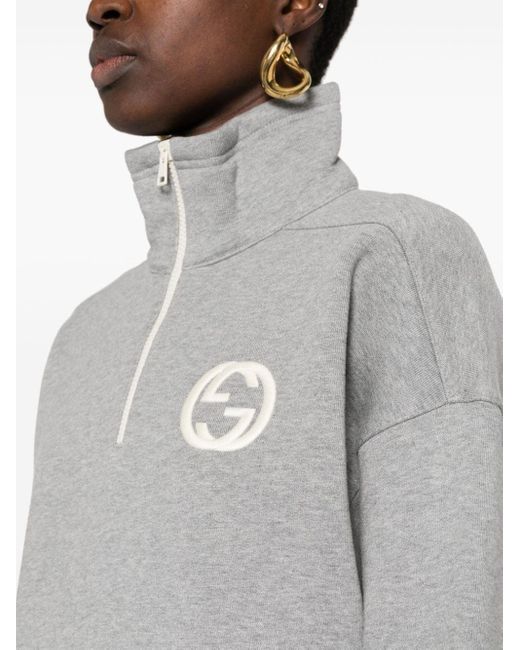 Gucci Gray Interlocking G Cotton Jersey Sweatshirt