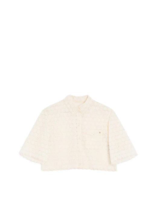Valentino Garavani White Micro Cotton Fleurs A Jour Shirt