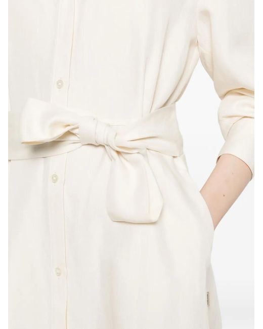 Woolrich White Tie Waist Chemisier Dress