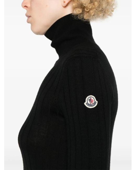 Moncler Black Dolcevita Ribbed Jumper