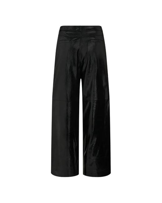 Karl Lagerfeld Black Wide-Leg Leather Pants