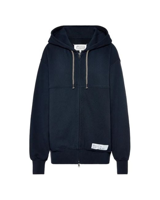 Maison Margiela Blue Graphic-Print Zip-Up Hoodie