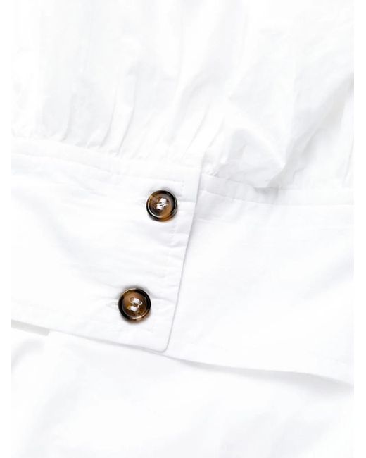 Ganni Midi-Jurk Van Biologisch Katoen Met V-Hals in het White