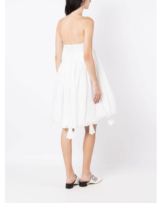 Adriana Degreas White Bow-detail Sweetheart-neck Dress