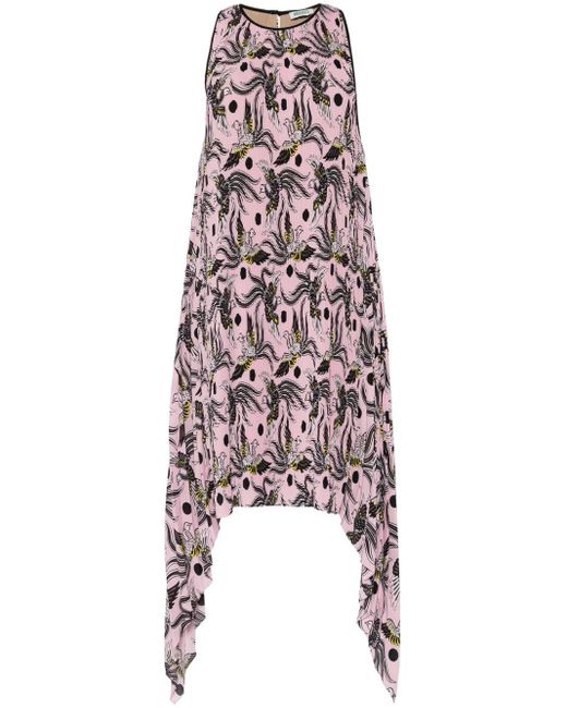 KENZO White Midikleid Mit Vogel-Print