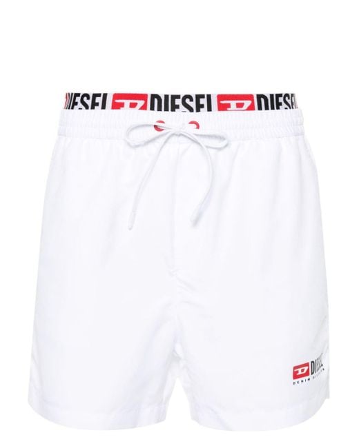DIESEL White Bmbx-visper-41 Swim Shorts for men