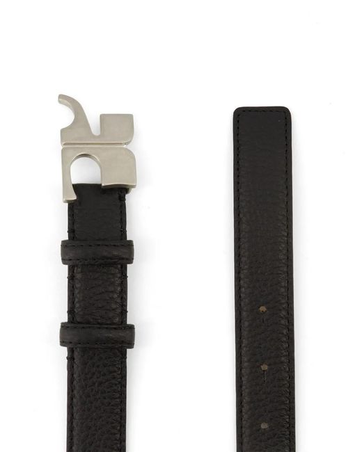 Courreges White Logo-Buckle Leather Belt