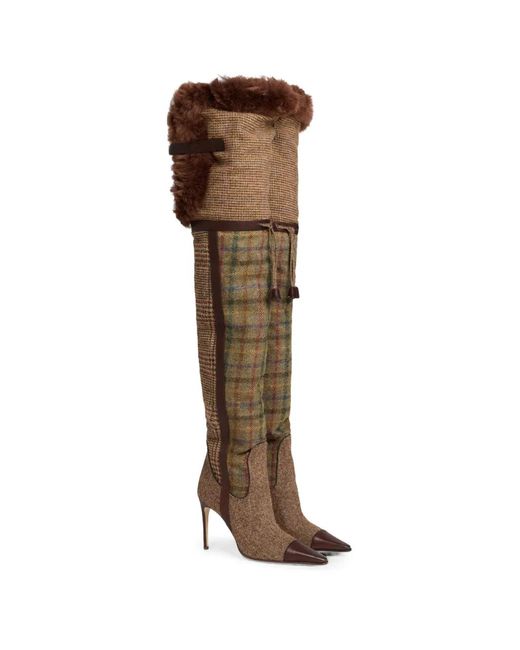 DSquared² Brown Classic Check Heeled Boots