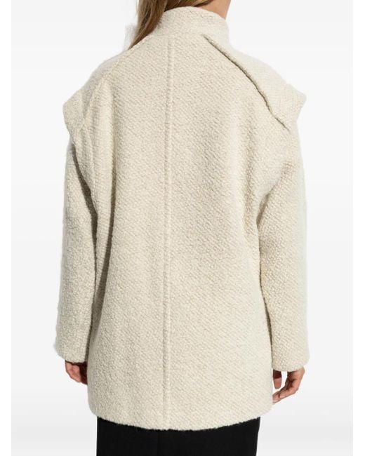 IRO White Asymmetric-Closure Wool-Blend Oversized Coat