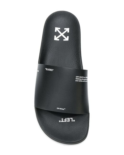 Off White c o Virgil Abloh Logo Slides in Black for Men Lyst UK