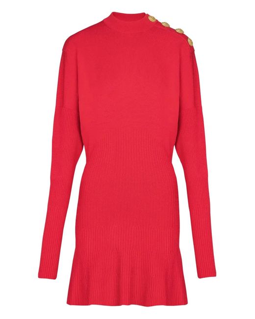 Balmain Red Verziertes Kleid