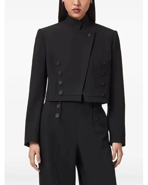 AllSaints Black Raina Cropped Double-Breasted Jacket