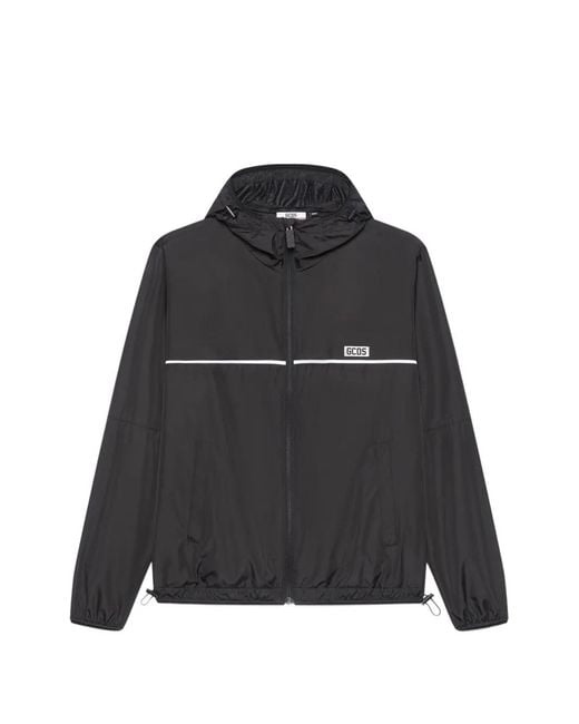 Gcds Black Zip-Up Hooded Jacket for men
