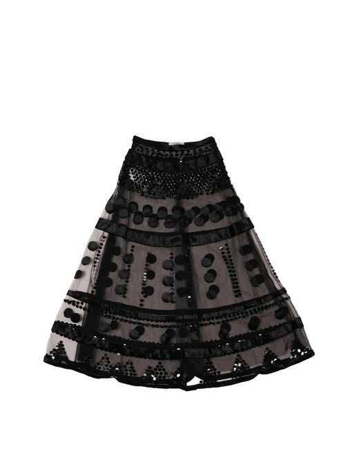 Valentino Garavani Black Sequin-Embellished Ruffled Skirt