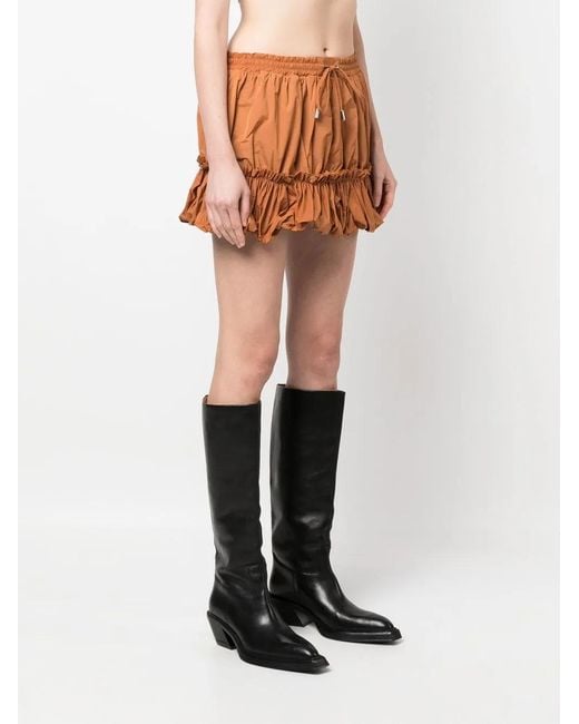 DSquared² Brown Pleated Drawstring Miniskirt