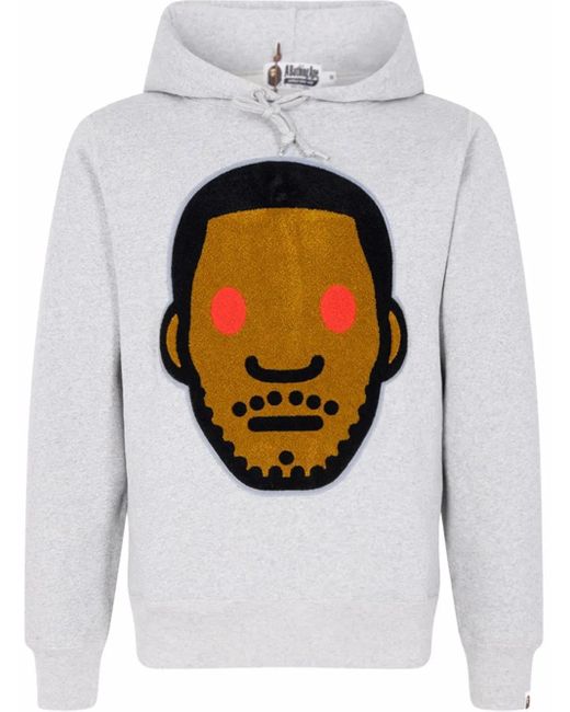 A Bathing Ape Gray X Kid Cudi Pullover Hoodie for men