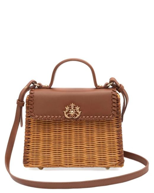 Isla Brown Selene Woven Appliqué Shoulder Bag