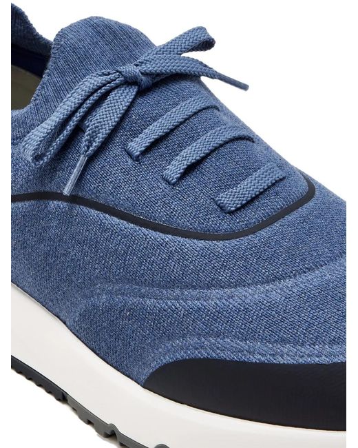 Brunello Cucinelli Blue Canvas Sneakers for men