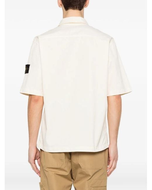 Stone Island White Dual Treatment Bellows Pocket Shirt for men