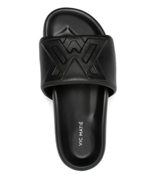 Vic Matié Gray Leather Slides