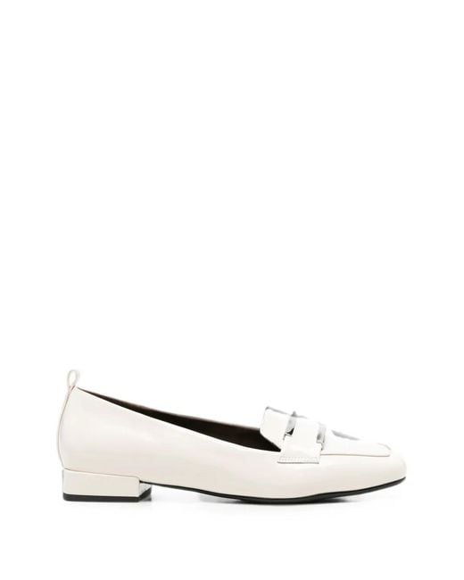 SERGIO MORETTI FIRENZE White Metal-Plaque Square-Toe Loafers