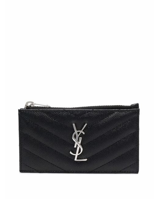 Saint Laurent Black Logo-plaque Quilted Cardholder