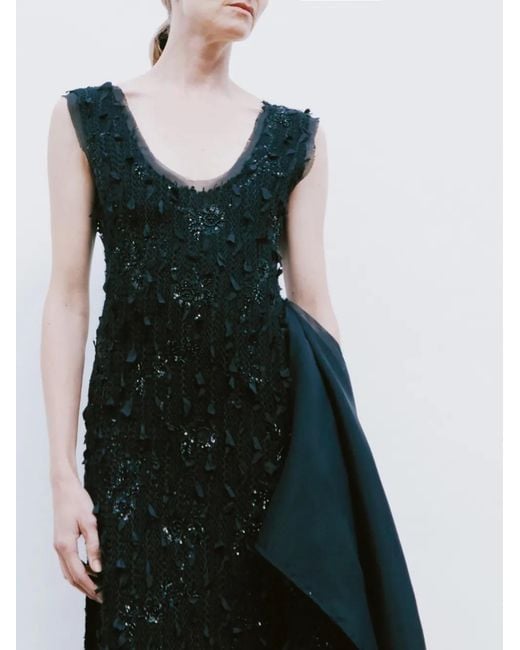 A.W.A.K.E. MODE Black Sequin-Embellished Side-Panel Maxi Dress