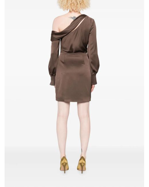 Jonathan Simkhai Brown One-Shoulder Wrap Mini Dress