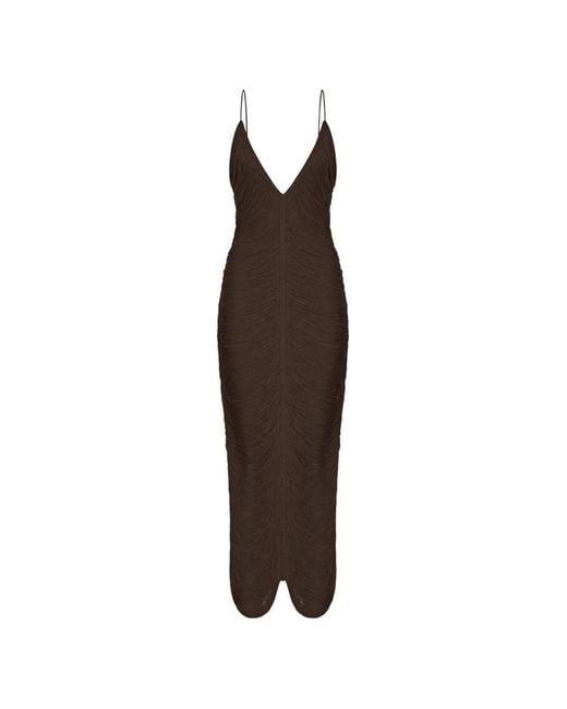 Bless Brown Solé V-Neck Midi Dress