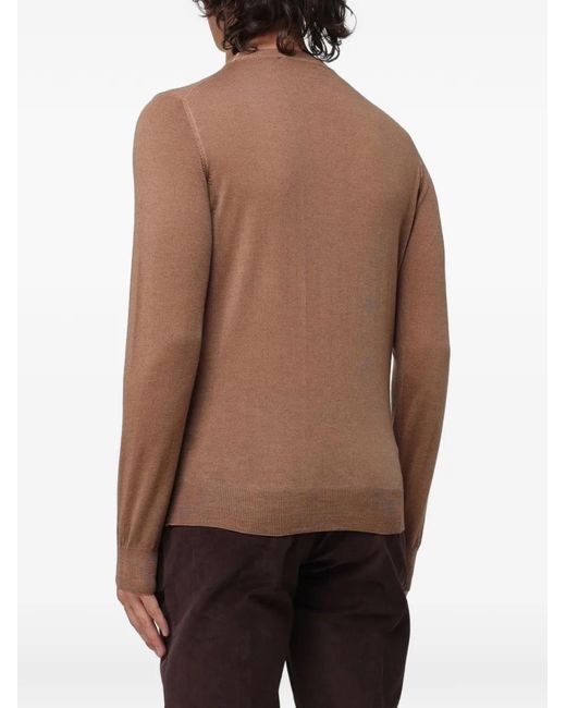 Brooksfield Brown Logo-Plaque Wool Sweater for men