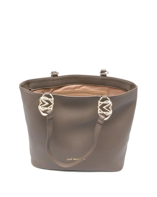 Love Moschino Gray Logo-Detail Shoulder Bag