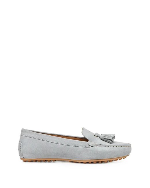 Geox White Kalistena Tassel-Detail Suede Loafers