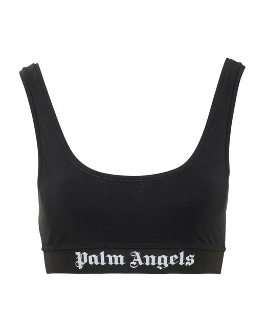 Palm Angels Black Logo-Print Top
