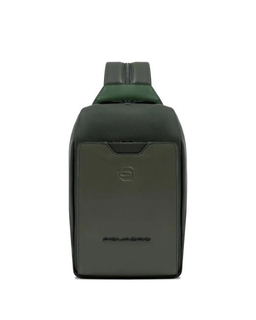 Piquadro Green Leather Backpack for men
