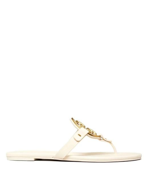 Tory Burch White Miller Soft Leather Sandals