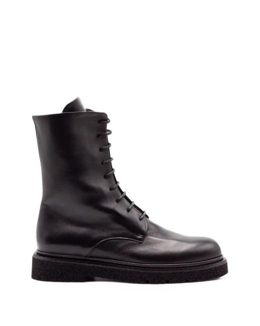Guglielmo Rotta Black Lace-Up Lug-Sole Boots