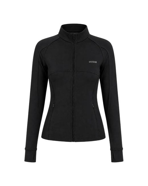 Guess Black Zip-Fastening Mock-Neck Sweatshirt