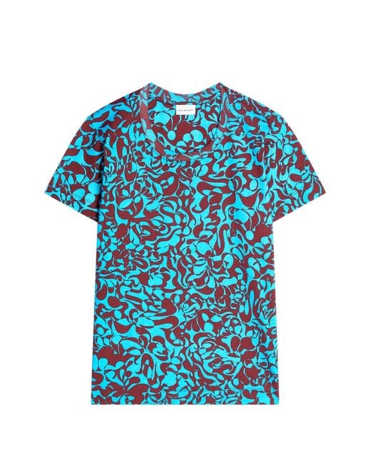 Dries Van Noten Blue Cotton T-Shirt for men