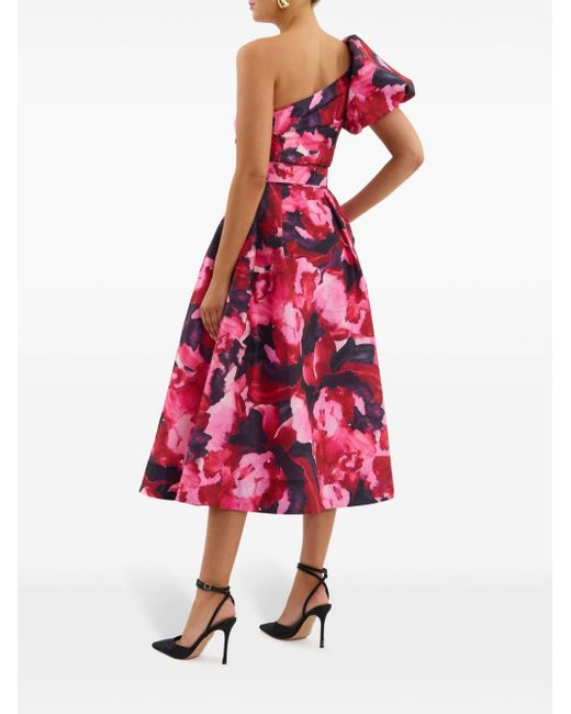 Rebecca Vallance Red Petunia One-Shoulder Midi Dress