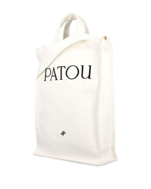 Patou White Logo-print Vertical Tote Bag