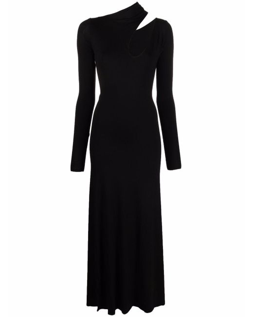 MANURI Black Cut-out Detail Long-sleeve Dress