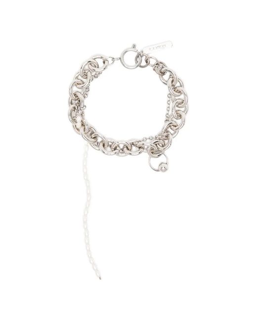 Justine Clenquet White Salem Faux-Pearl Chain Bracelet