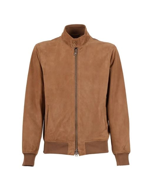 Schott Nyc Brown High-Neck Suede Jacket for men
